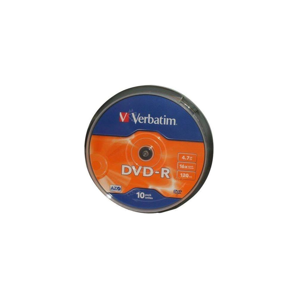 Un paquete de 10 DVD-R Verbatim, 4,7 GB, 16x, 120 min.