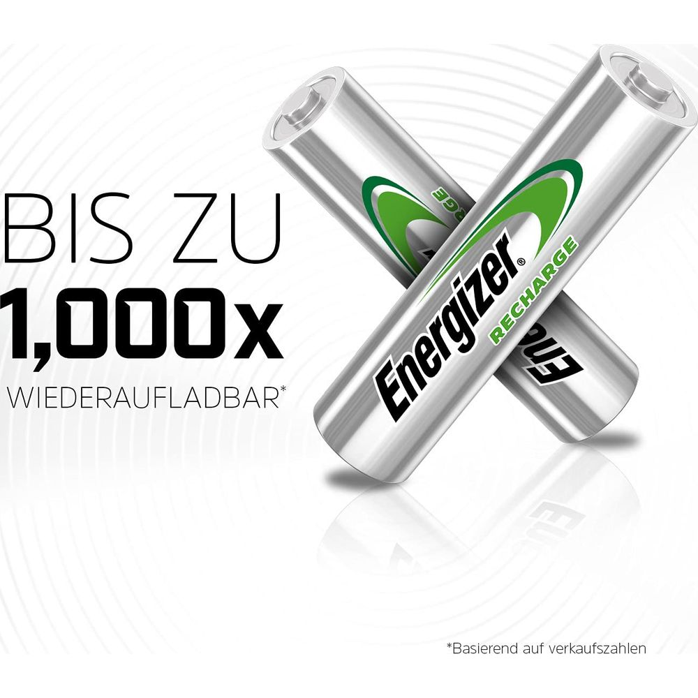 Dwie baterie Energizer AA, wielokrotnego ładowania do 1000x.
