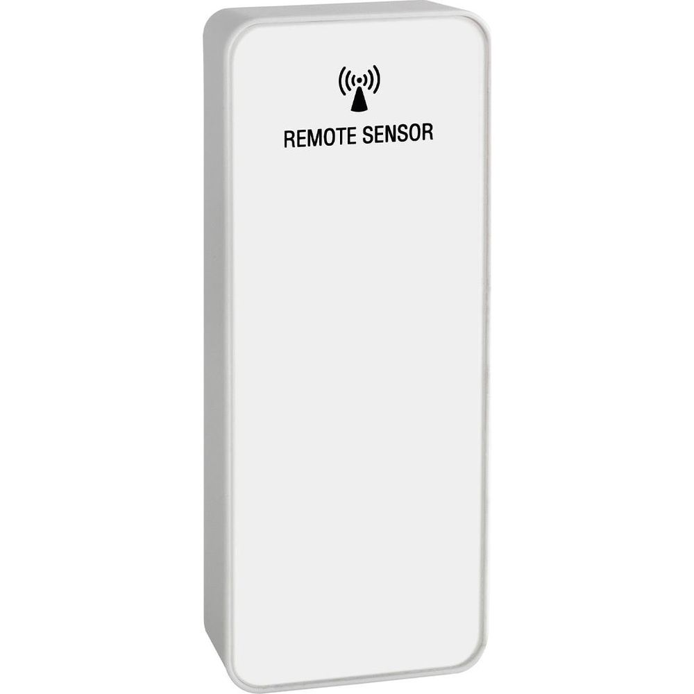 Weißes Remote-Sensor-Gerät mit schwarzem Symbol und Text.