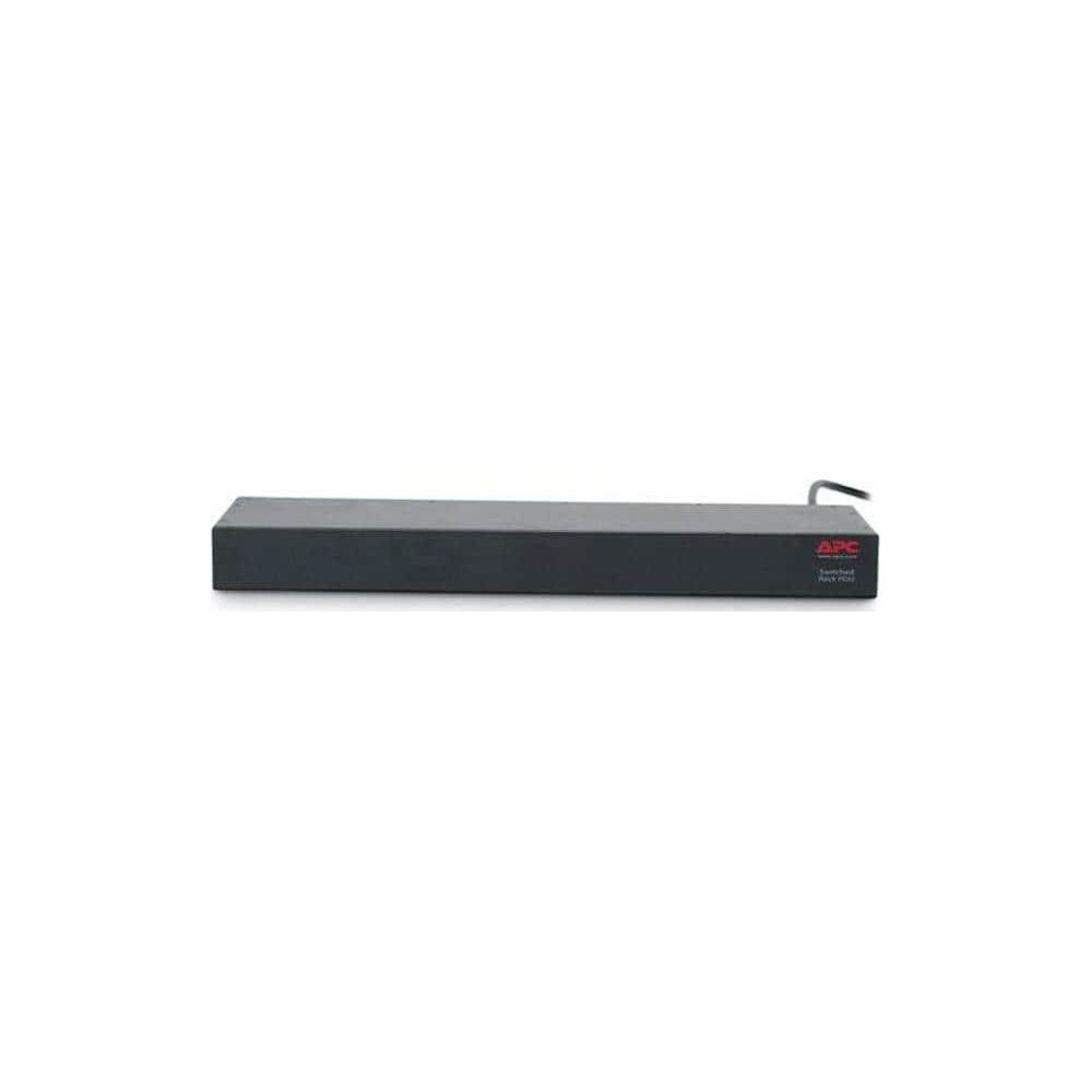 Una regleta APC negra con un cable al fondo.