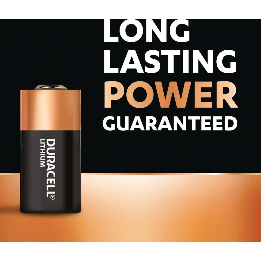 Bateria Duracell Lithium po lewej. Tekst po prawej głosi: