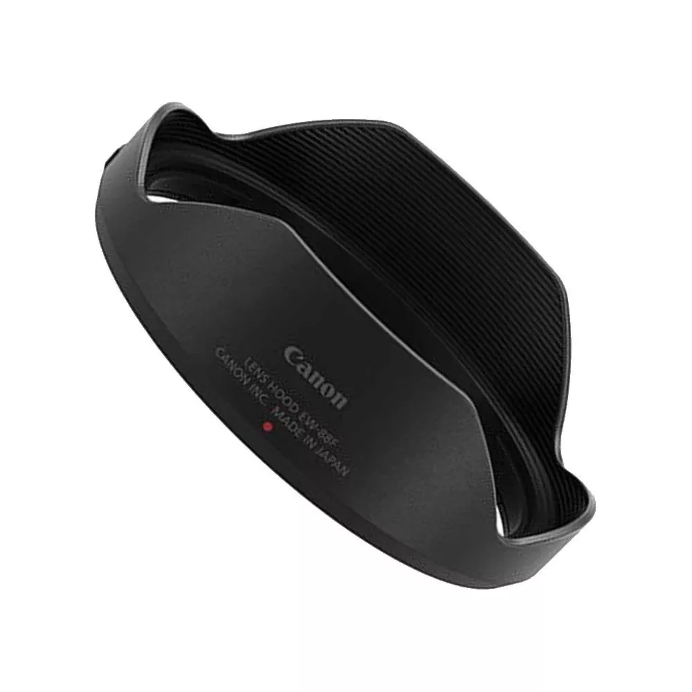 Pare-soleil Canon noir EW-88F avec intérieur côtelé et texte.