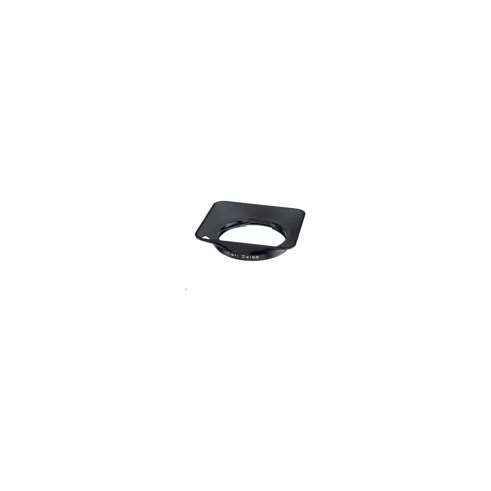 Un porte-filtre Carl Zeiss noir avec une lentille de verre ronde.