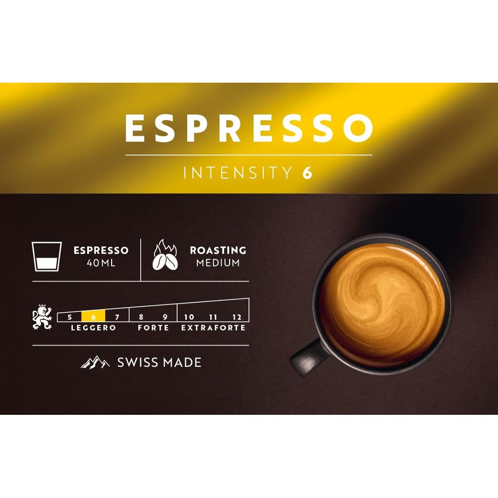 Espresso mit Intensität 6, Röstung mittel, 40 ml, Swiss Made.