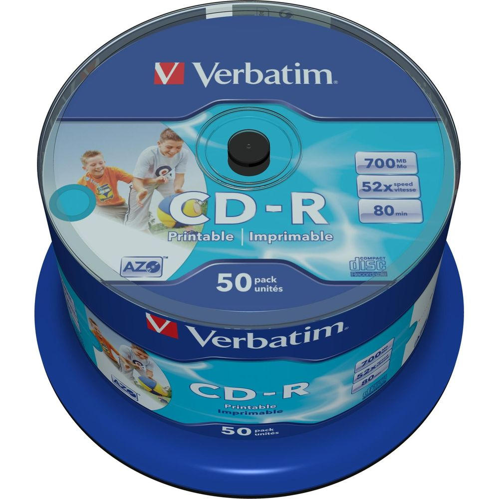 Verbatim CD-R opakowanie 50 szt., do druku, 700 MB, 52x prędkość, 80 min.