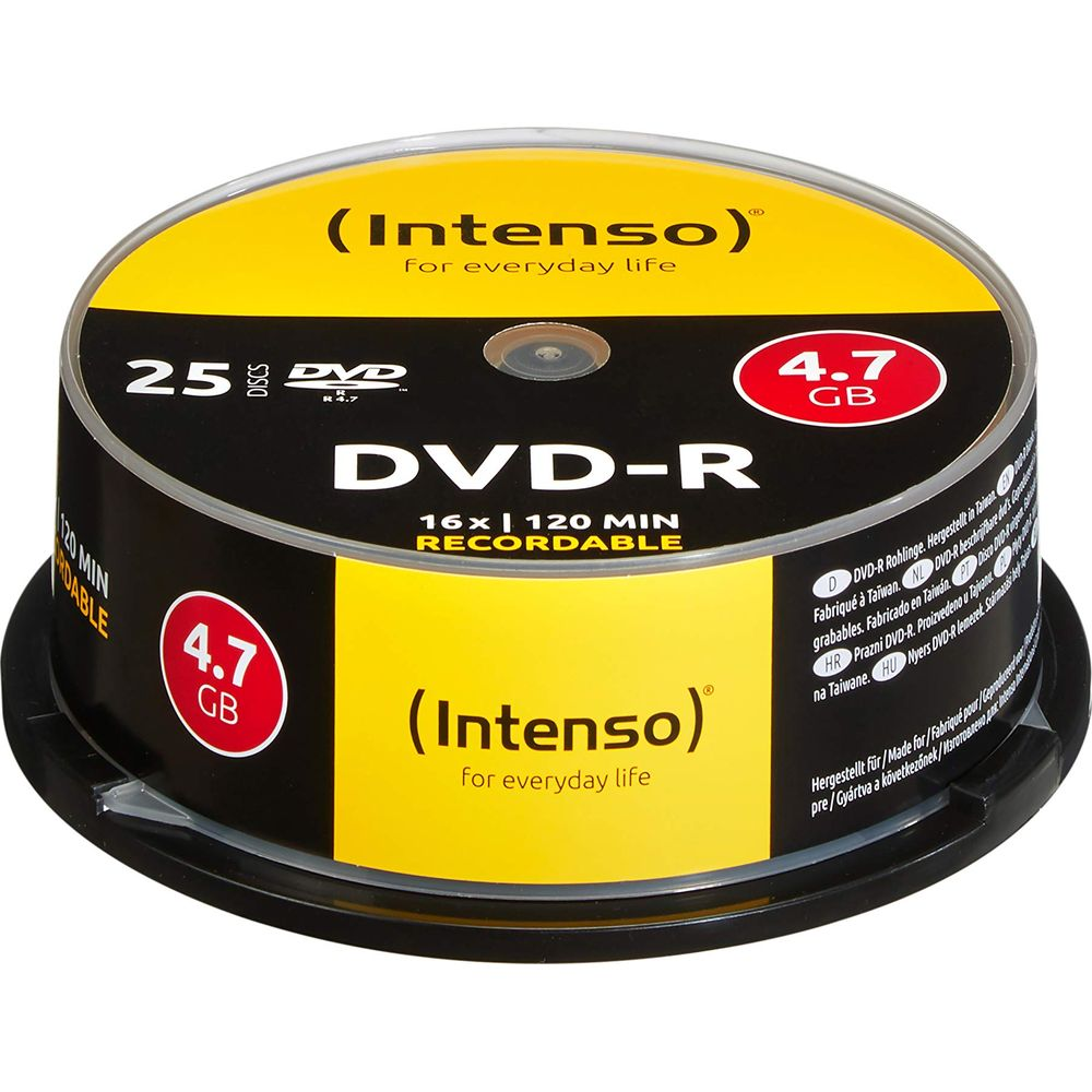 Paquete de 25 discos DVD-R Intenso, 4.7 GB, 16x, 120 min.