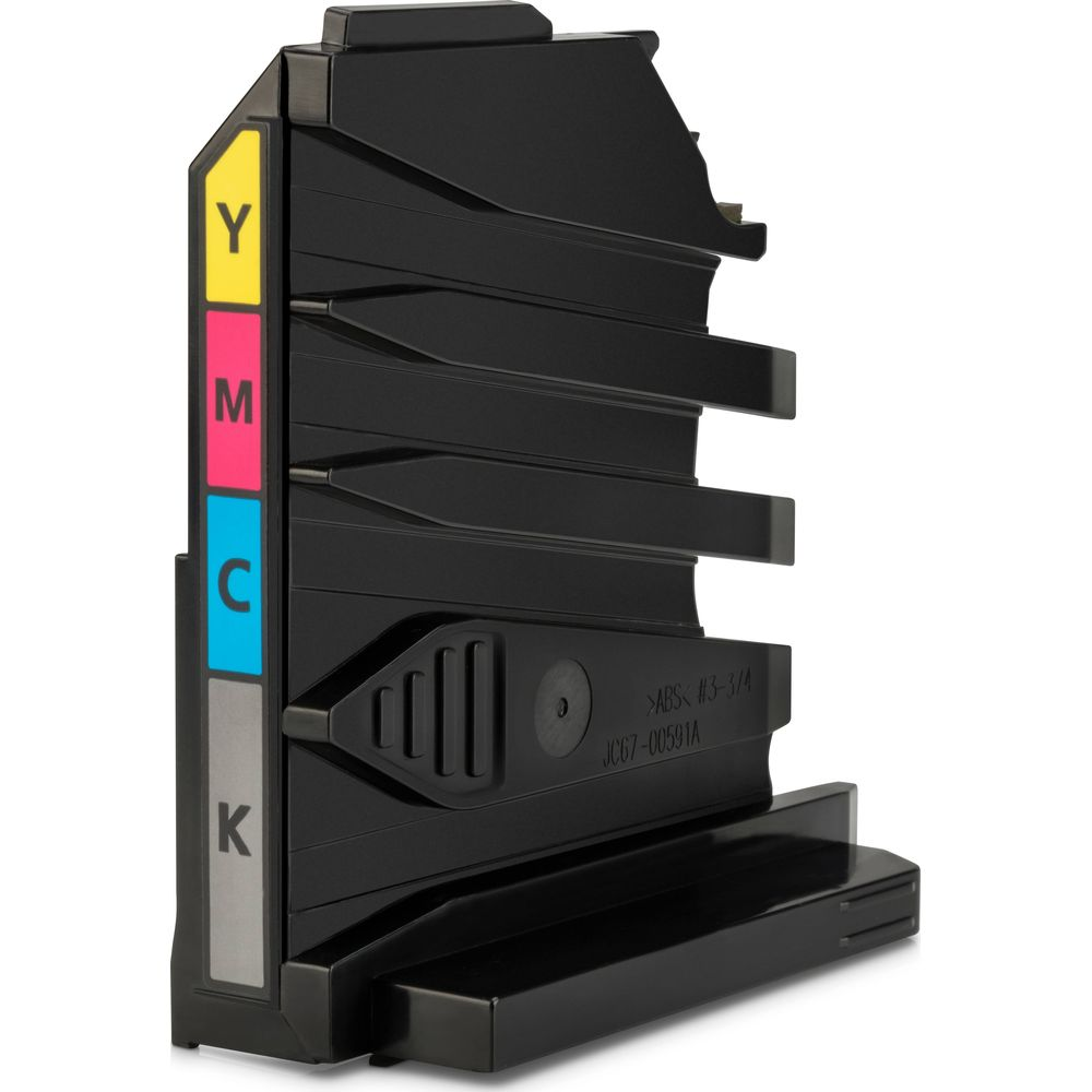 Czarna obudowa z żółtymi, magenta, cyjanowymi i szarymi oznaczeniami.