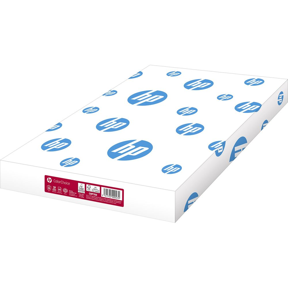 Risma di carta HP ColorChoice con motivo logo HP blu.