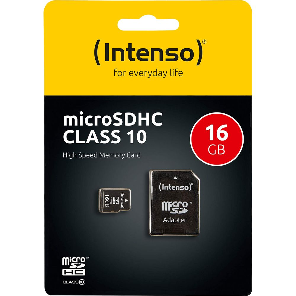Intenso microSDHC Class 10 Speicherkarte 16 GB mit Adapter.