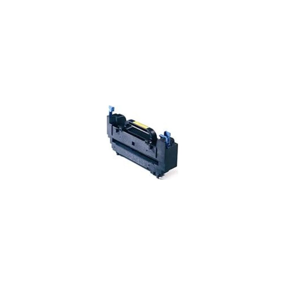 Una cartuccia toner nera per stampante con leve blu.