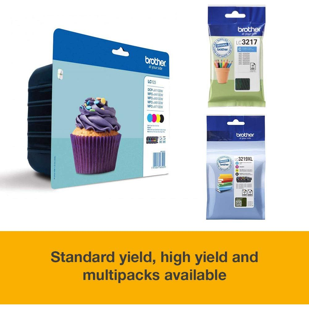 Tusze Brother: LC123 z babeczkiem, LC3217 i LC3219XL.