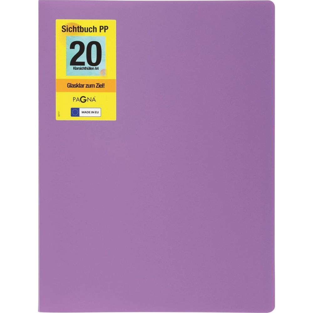Fioletowy segregator z żółtą naklejką z napisem "20" i 