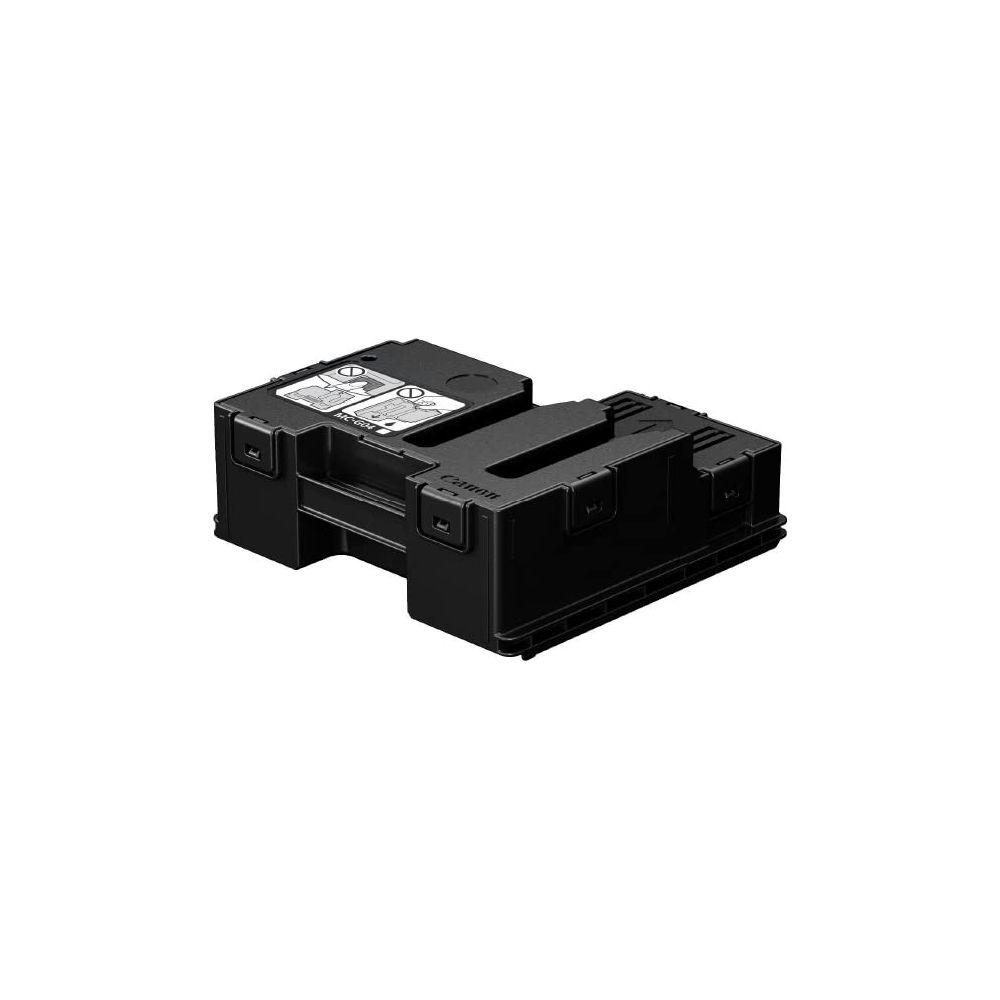 Un portacartuccia toner Canon nero con etichette e marchio.
