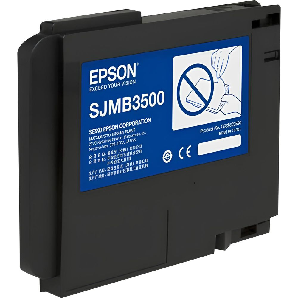 Cartuccia d'inchiostro nera Epson SJMB3500 con simbolo di avvertimento e marchio CE.
