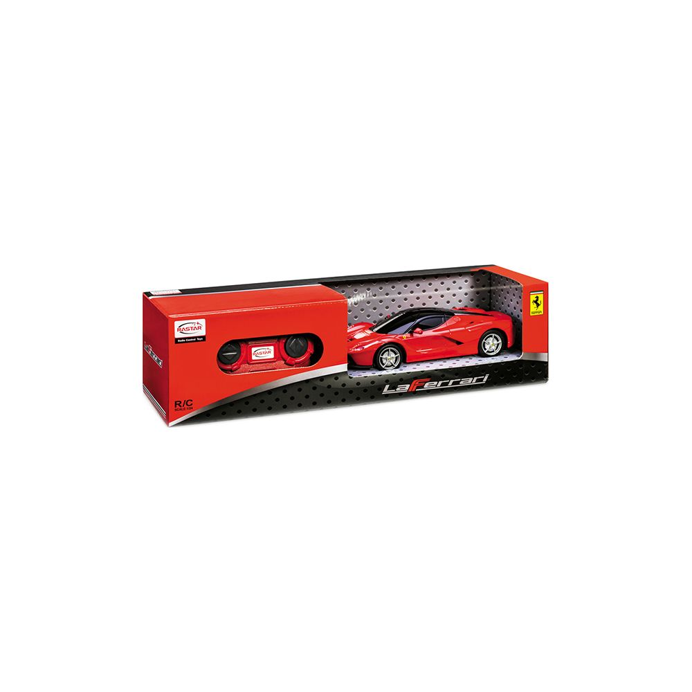 Ein rotes ferngesteuertes Spielzeugauto im LaFerrari-Design in einer Box.