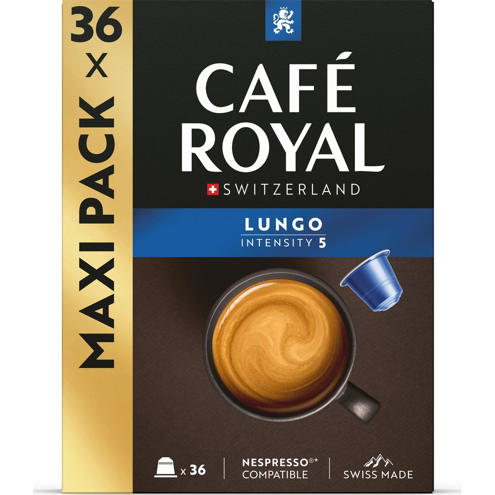 Confezione Café Royal Lungo Intensità 5, 36 capsule, compatibile Nespresso.