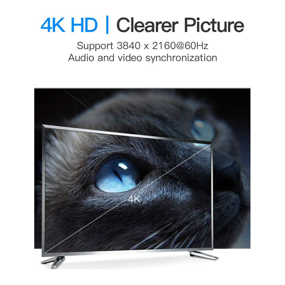 Un televisor muestra el ojo de un gato en resolución 4K.