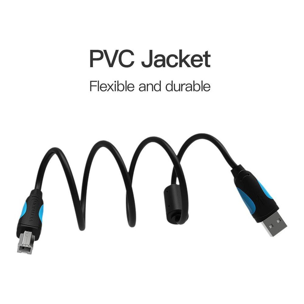 Cavo nero con USB-A e altro connettore, avvolto flessibilmente.