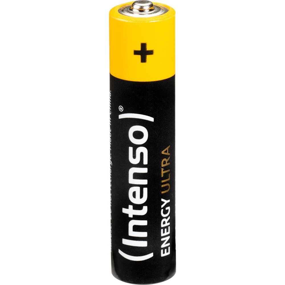 Czarna bateria z żółtą górą i znakiem plus.