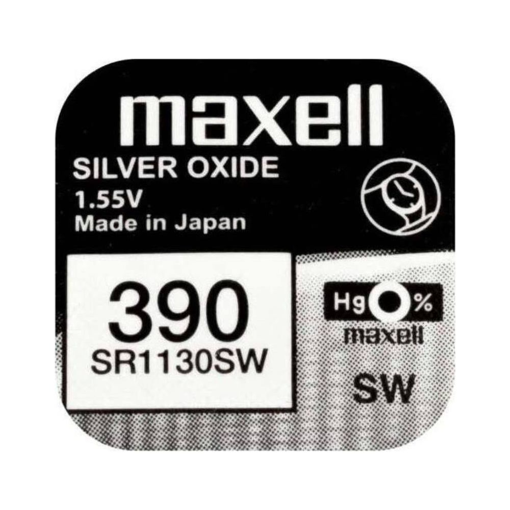 Maxell Silberoxid-Batterie 390 SR1130SW, 1.55V, Made in Japan.
