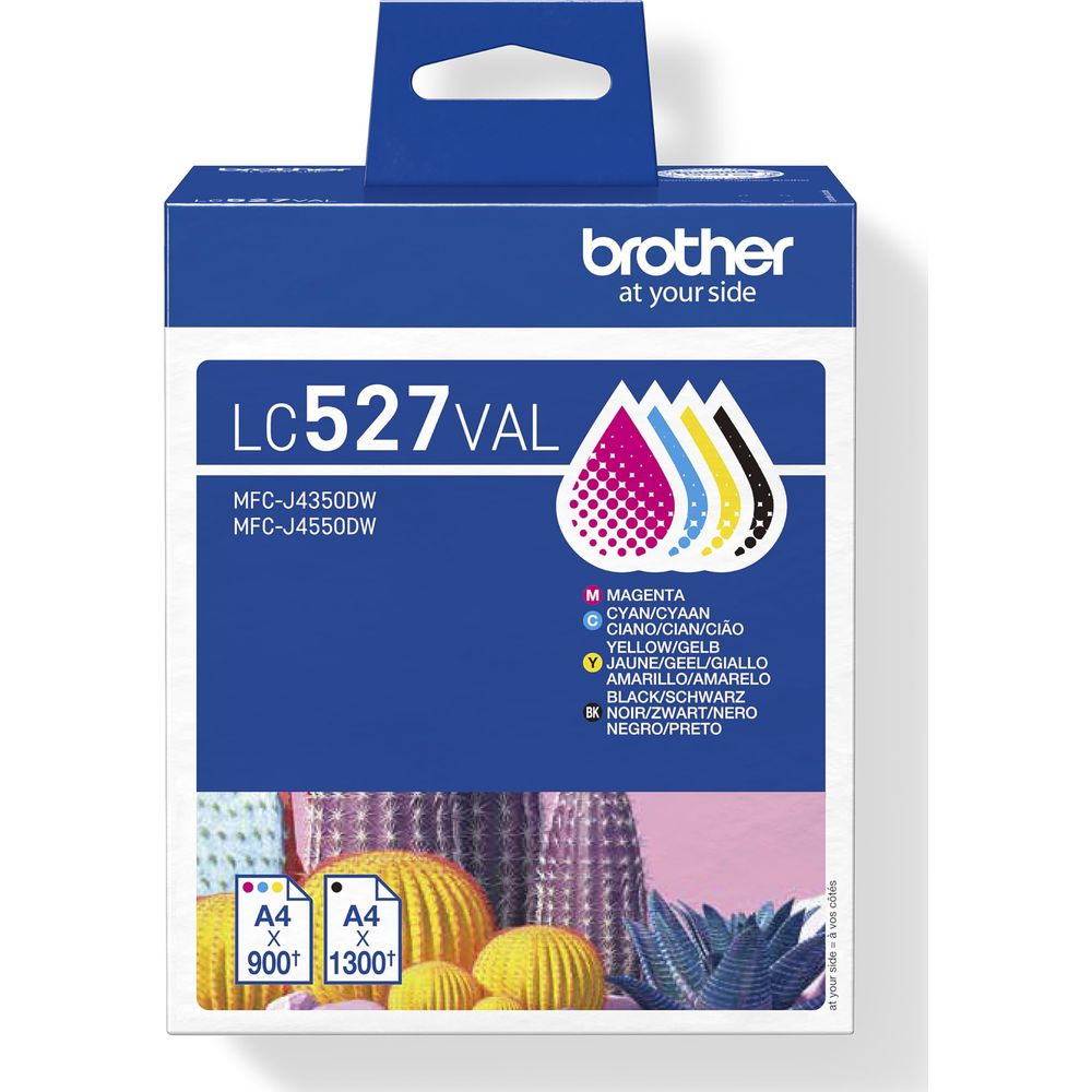 Tusz Brother LC527VAL: Magenta, Cyan, Yellow i Black.
