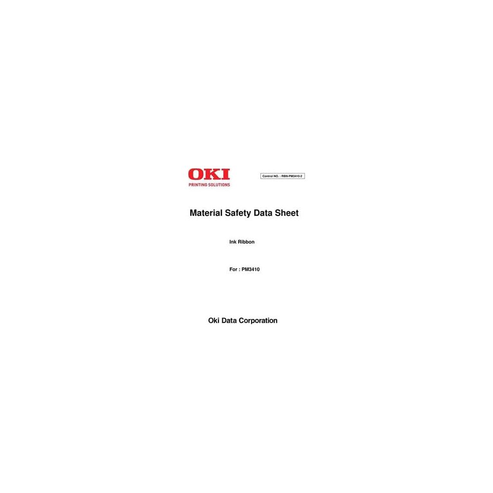 Scheda di dati di sicurezza per nastro inchiostro, per PM3410 di Oki Data Corporation.