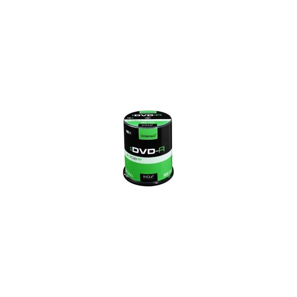 Un rullino da 100 DVD-R Intenso, velocità 16x, capacità 4,7 GB.