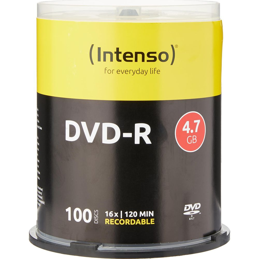 Confezione da 100 DVD-R Intenso, 4,7 GB, 16x, 120 min.