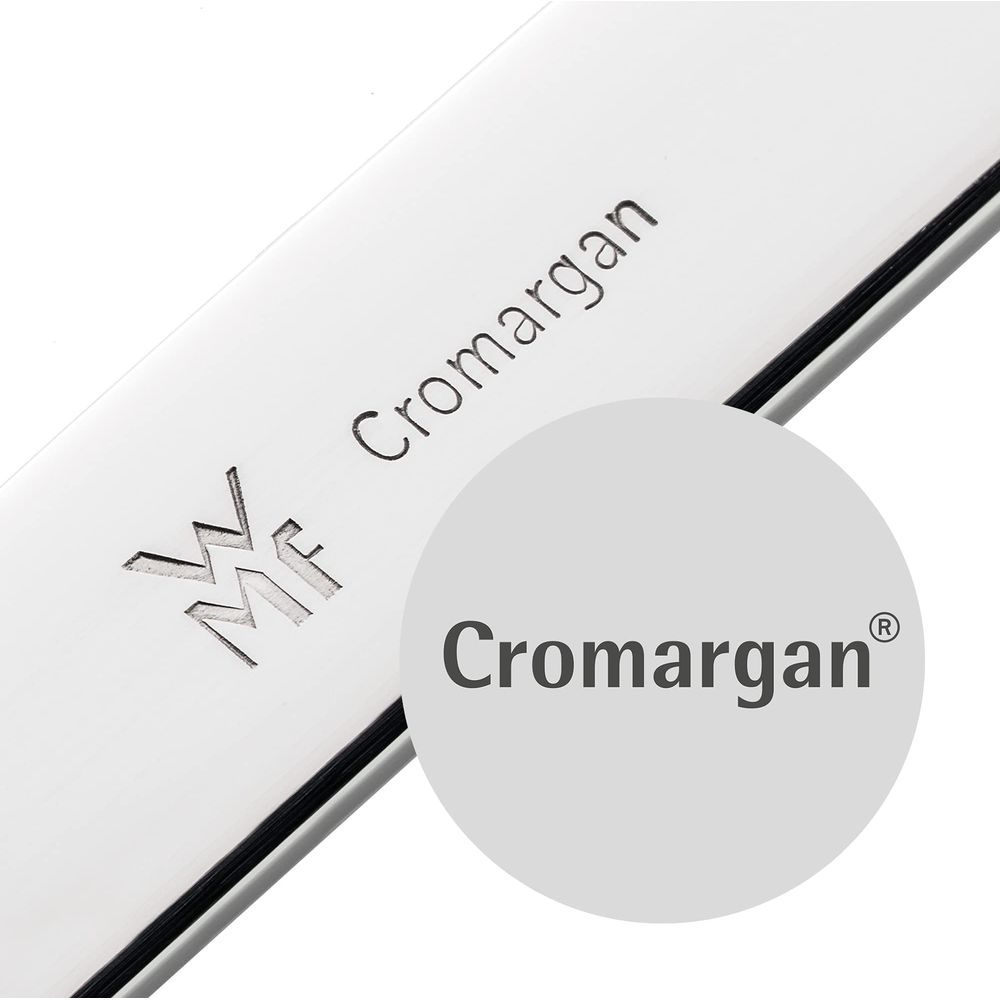 Logo WMF Cromargan su metallo lucidato.