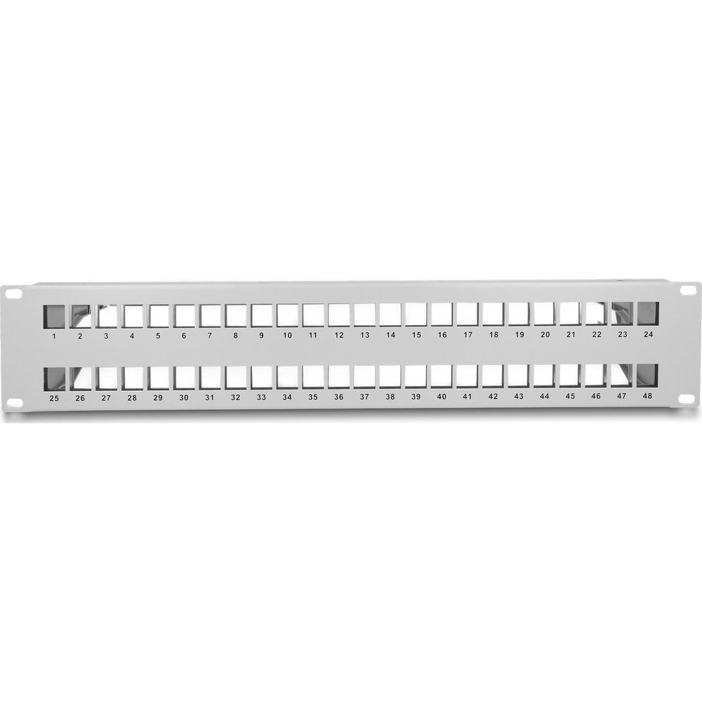 Un pannello patch bianco da 48 porte, numerato da 1 a 48.