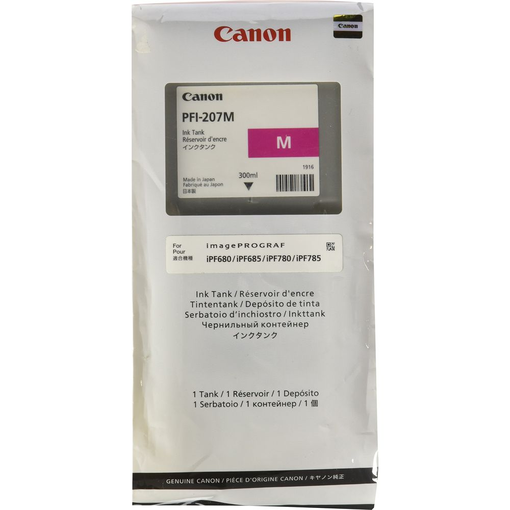 Serbatoio inchiostro magenta Canon PFI-207M per stampanti imagePROGRAF, 300ml.