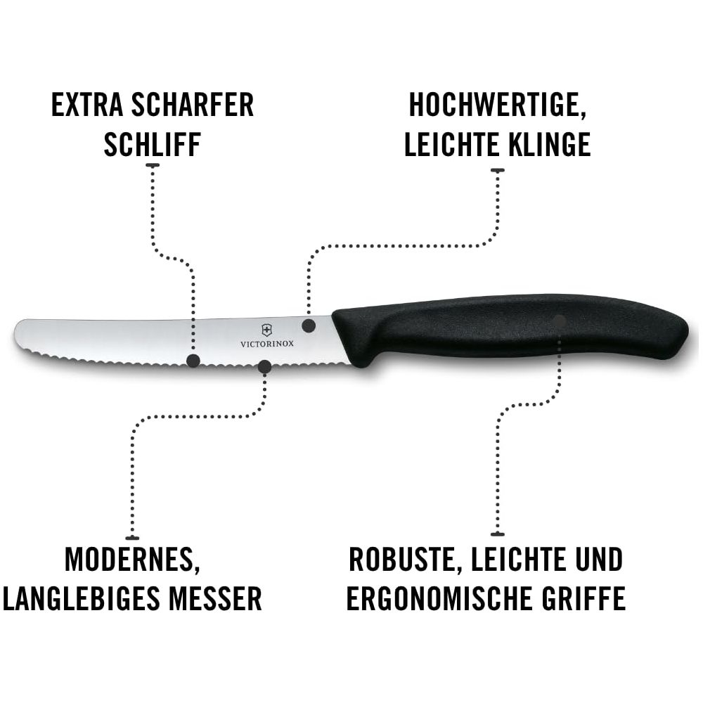 Victorinox Messer mit Wellenschliff, leichter Klinge und ergonomischem Griff.