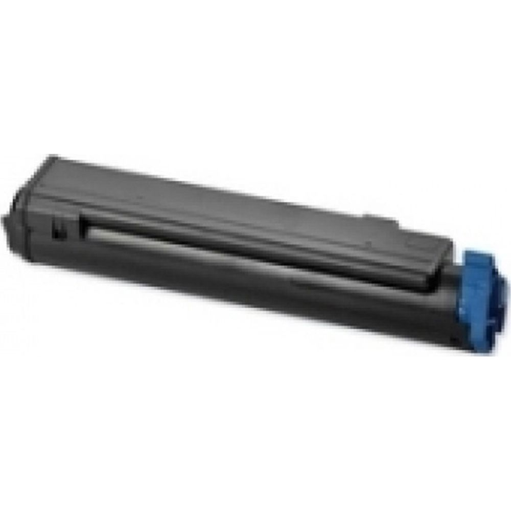 Czarny wkład tonera z niebieską dźwignią po prawej.