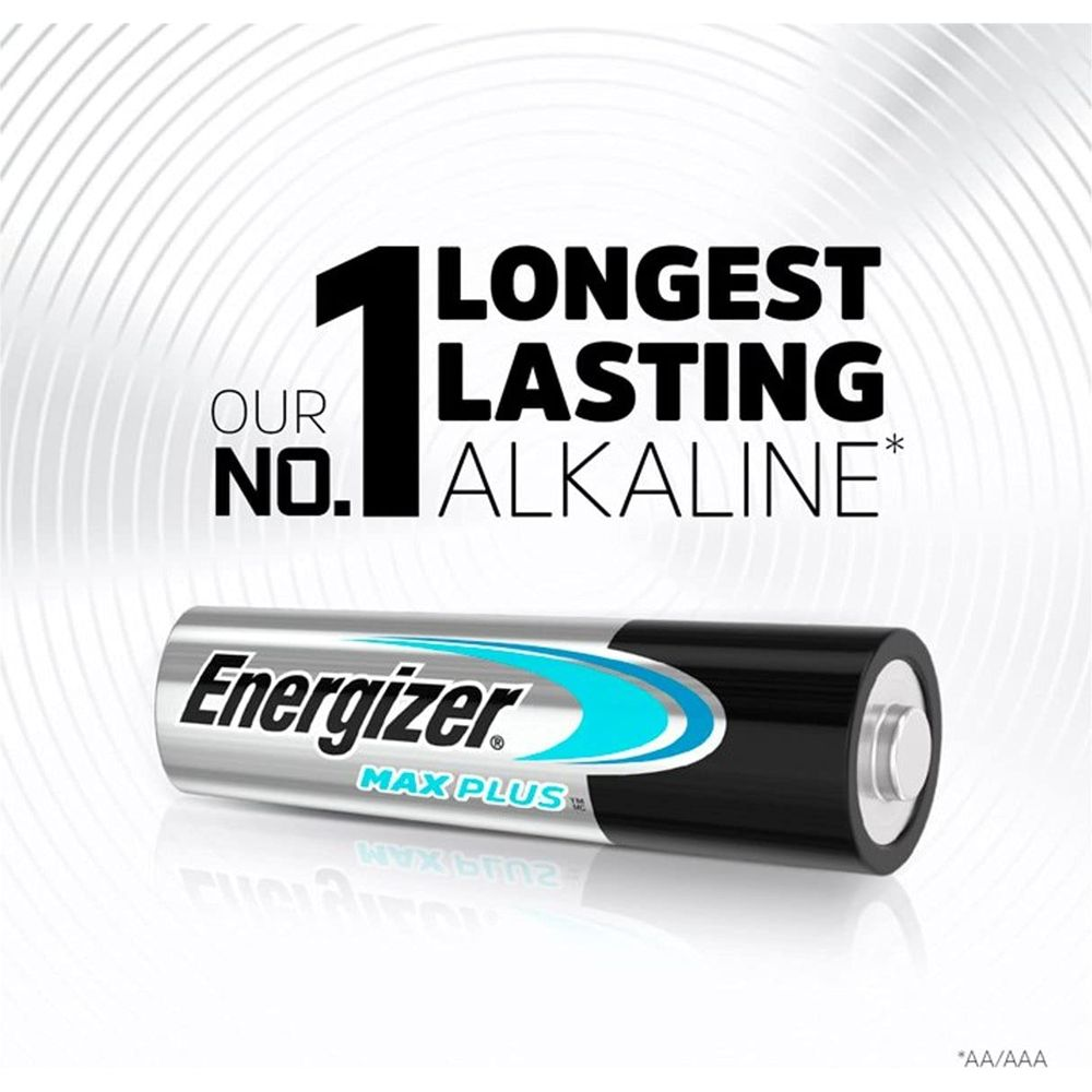 Une pile Energizer AA/AAA avec texte "Notre Alcaline N°1 la plus durable".