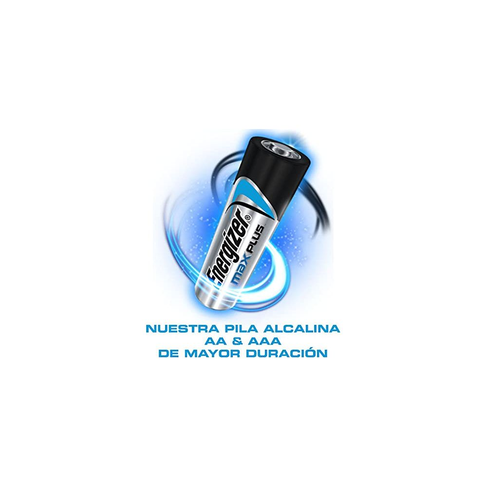Pile Energizer Max Plus AA & AAA avec tourbillon bleu.