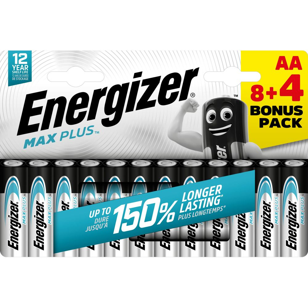 Piles Energizer AA, pack bonus 8+4, durée de vie 12 ans, 150% plus longue durée.