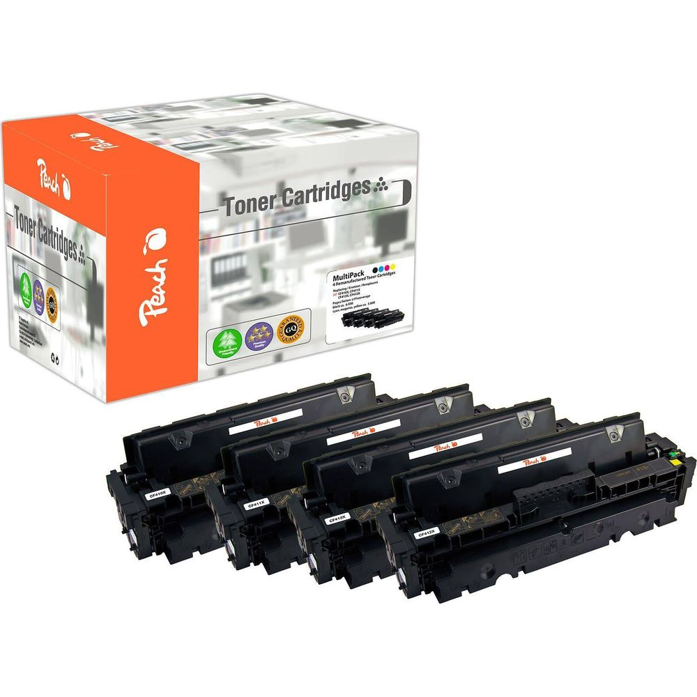 Multipack tonerów Peach z 4 regenerowanymi wkładami do drukarki, czarne.