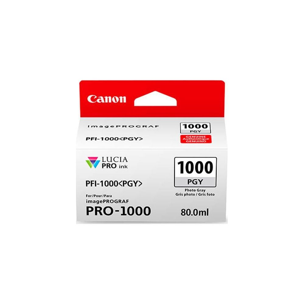 Encre Canon PFI-1000 PGY Gris Photo pour ImagePROGRAF PRO-1000.