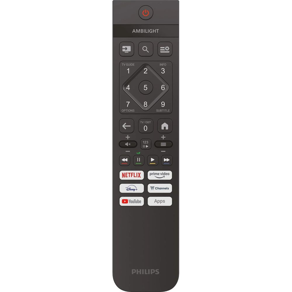 Ciemny pilot z przyciskami Netflix, Prime Video, YouTube, Disney+.