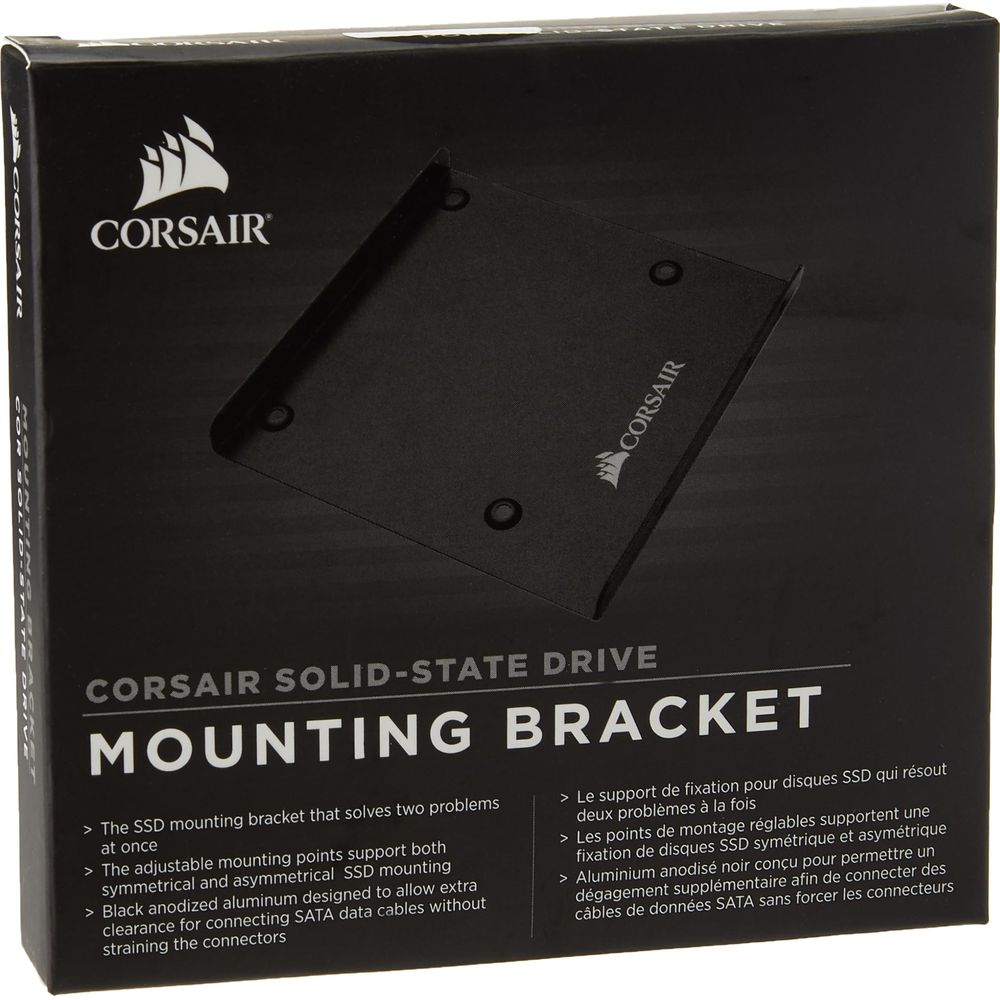 Soporte de montaje Corsair SSD, aluminio negro.