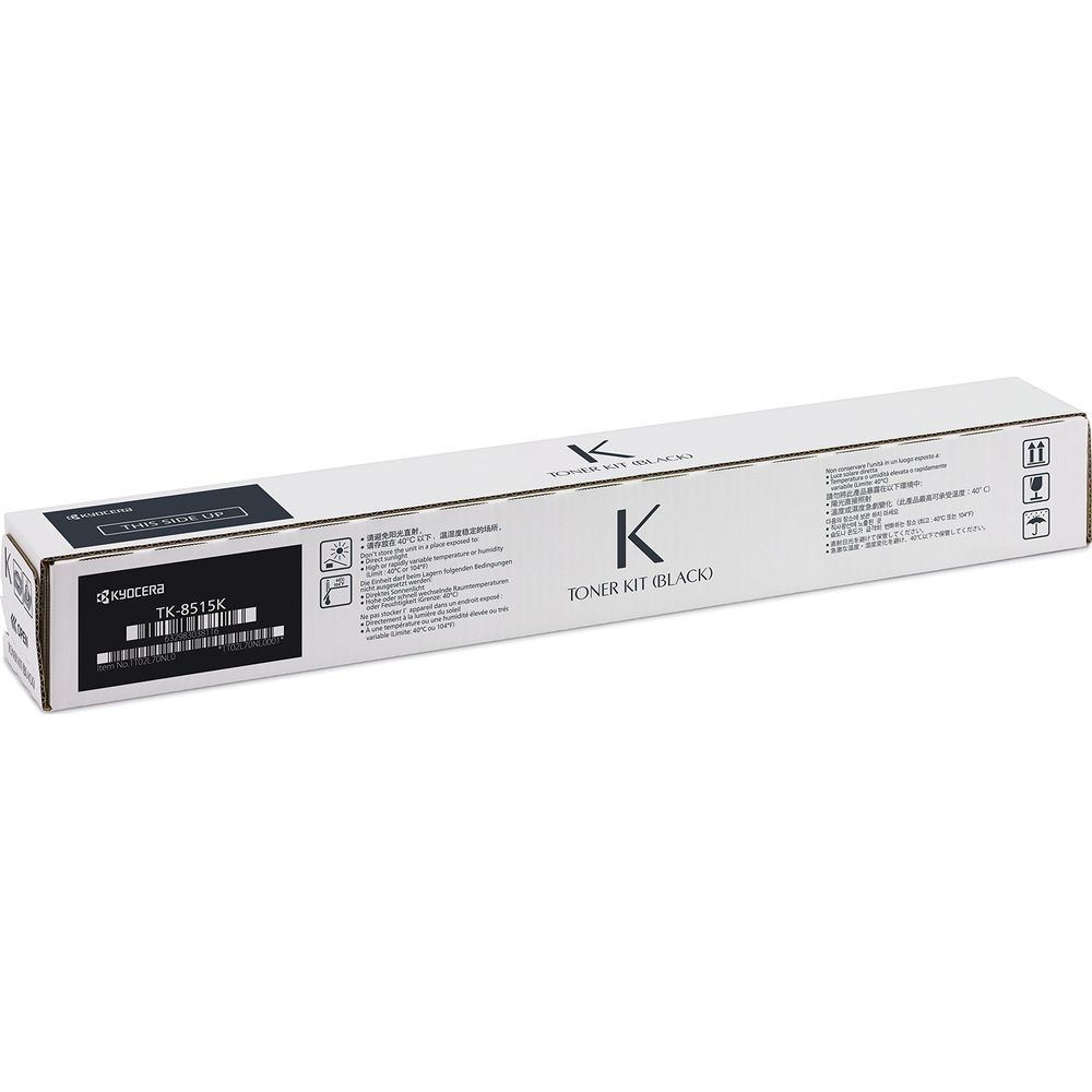 Pudełko Kyocera TK-8515K Toner Kit (Czarny) z ostrzeżeniami i tekstem.
