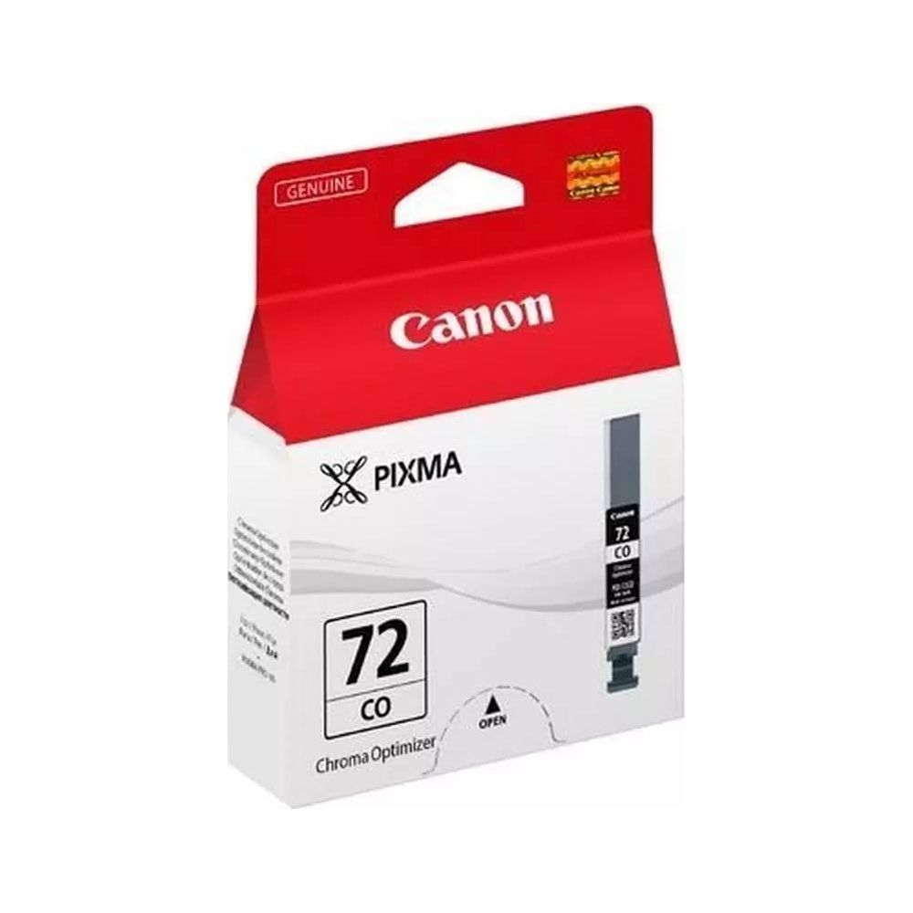 Cartuccia d'inchiostro Canon Pixma 72 CO Chroma Optimizer in confezione rossa e bianca.