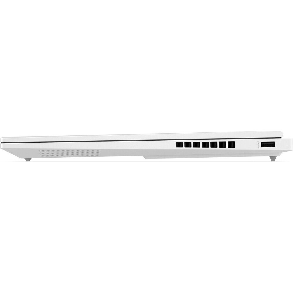 Weiße Laptoptastatur mit Lüftungsschlitzen und USB-Anschlüssen an der Seite.