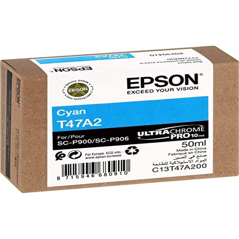 Tusz Epson Cyan T47A2. 50ml, do drukarek SC-P900/SC-P906.