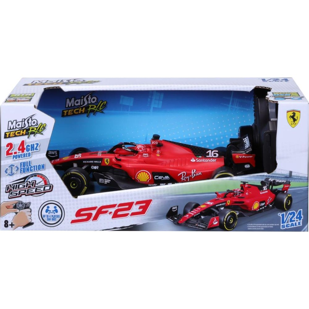 Maisto SF-23 Ferrari Formel 1 Spielzeugauto im Karton, 1/24 Skala.