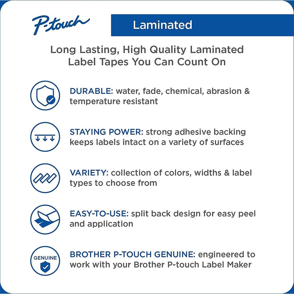 P-Touch Laminated: langlebige, hochwertige Etikettenbänder.