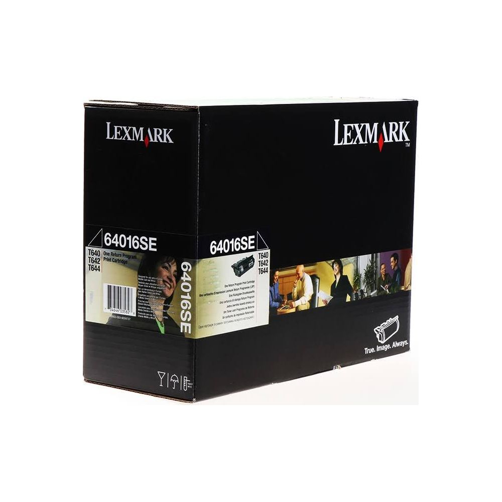 Cartuccia toner Lexmark 64016SE in confezione nera con dettagli prodotto.