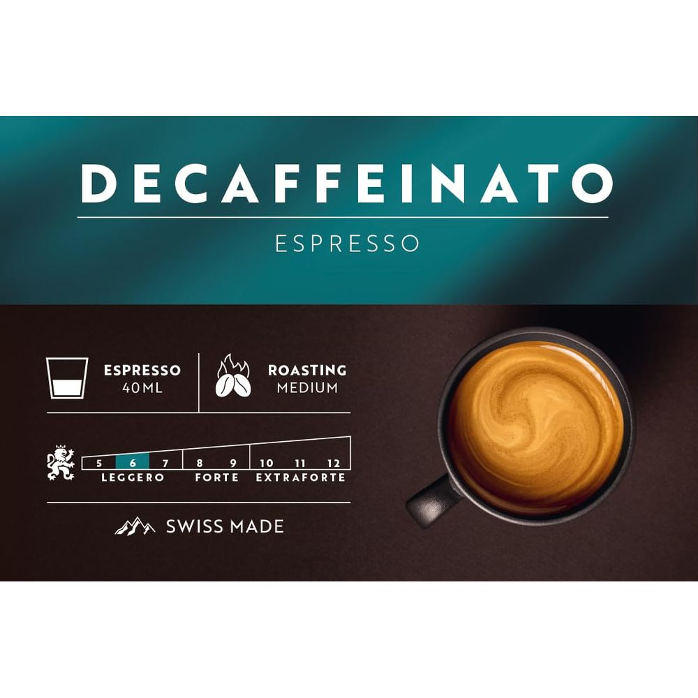 Decaffeinato Espresso mit mittlerer Röstung, 40 ml, auf einer Skala von 5-12.