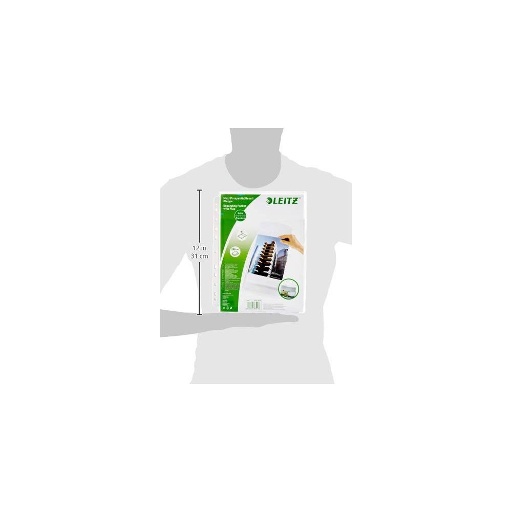 Kieszeń Leitz na dokumenty z klapką, 12x31 cm, z polem na opis.