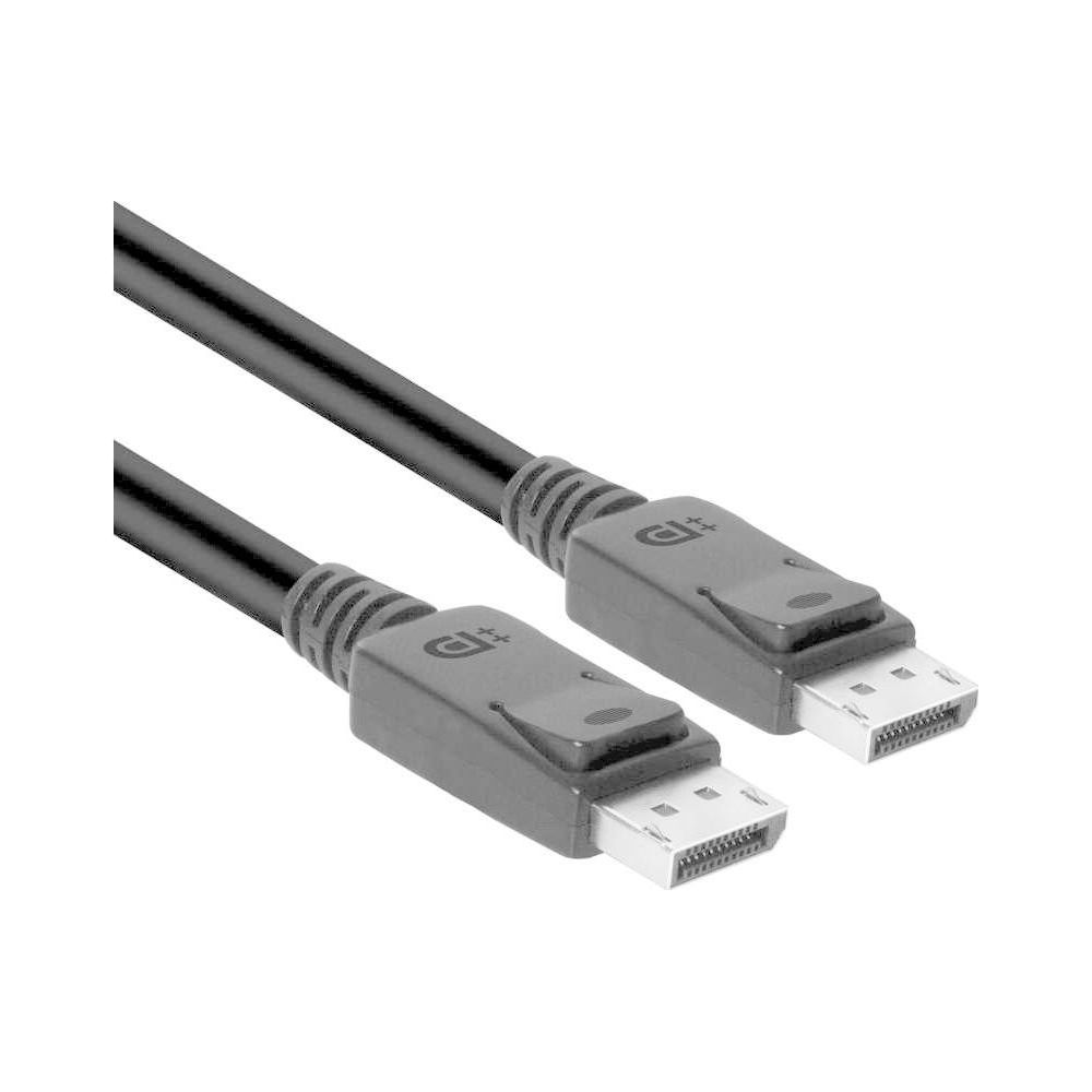 Un câble DisplayPort noir avec deux connecteurs DP.